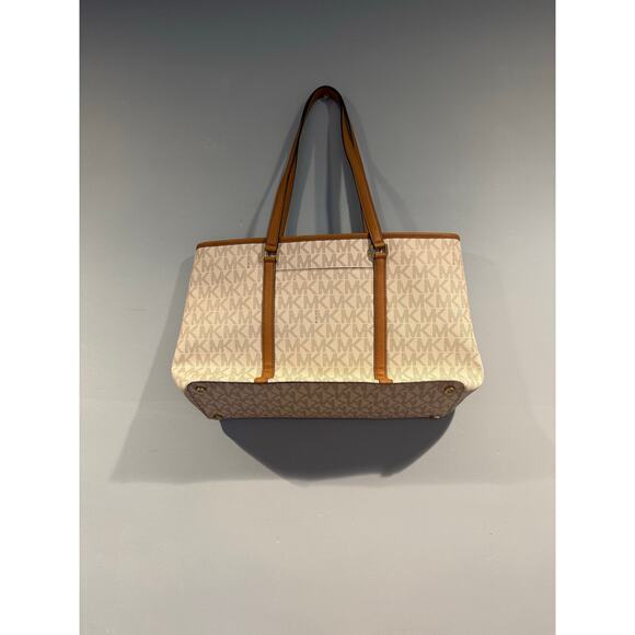 Michael Kors Jet Set Signature PVC Tote Bag – Vanilla / Acorn - Picture 3 of 6